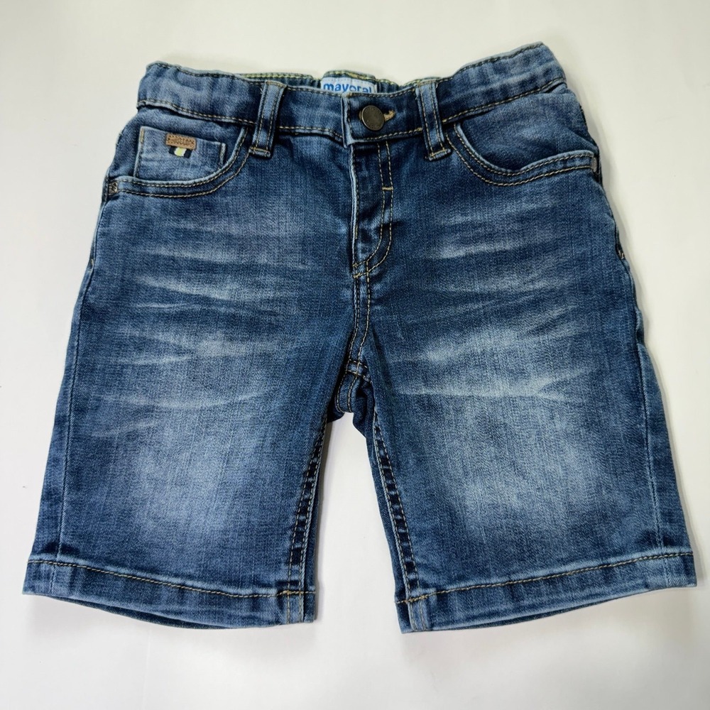 Girl's‎ Mayoral Long Denim Shorts Spain Size 5 Adjustable Waist